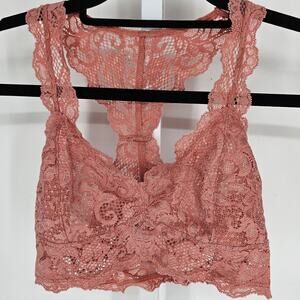 Express One Eleven Womens Sz XS Lace Bralette Bra Blush Pink Racerback